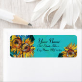 SONNENBLUMEN IN BLAUEM TURQUOISE,SOMMERPARTY (Insitu)