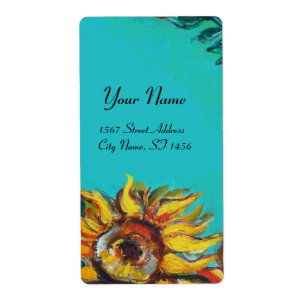 SONNENBLUMEN IN BLAUEM TURQUOISE,SOMMERPARTY