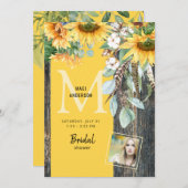 Sonnenblumen in Bloom Rustic Foto Brautparty Inv Einladung (Vorne/Hinten)