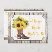 Sonnenblumen in Cowboy Boot-Holzkörnerkarte Einladung (Vorne/Hinten)