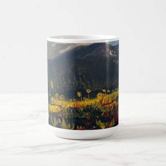 Sonnenblumen in den Bergen, von Gary Poling Kaffeetasse (Mittel)