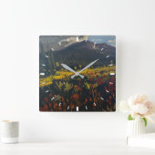 Sonnenblumen in den Bergen, von Gary Poling Quadratische Wanduhr (Zuhause)