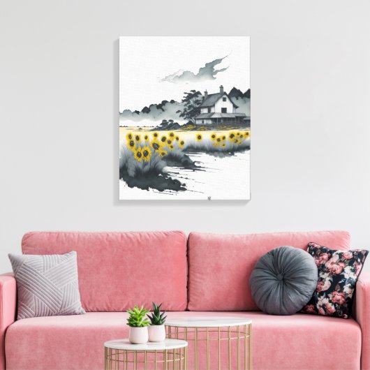 Sonnenblumen in der Dämmerung, goldene Sonnenblume Leinwanddruck (Insitu (Wohnzimmer))