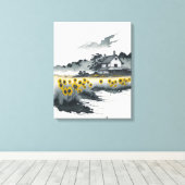 Sonnenblumen in der Dämmerung, goldene Sonnenblume Leinwanddruck (Insitu (Holzboden))