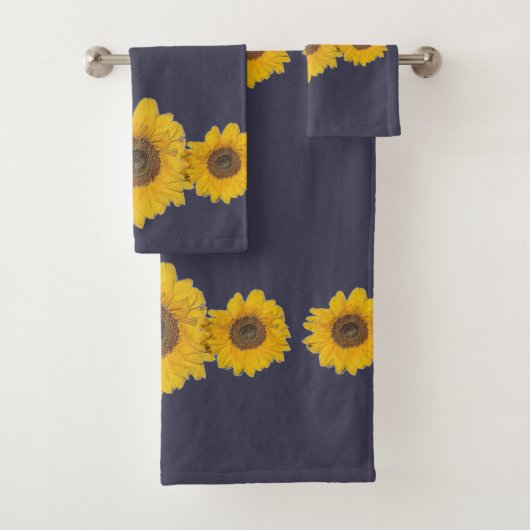 Sonnenblumen in dunkelblau badhandtuch set (Insitu)