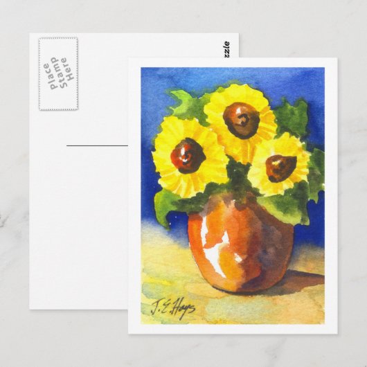 Sonnenblumen in einem Clay Pot Postkarte (Vorne/Hinten)