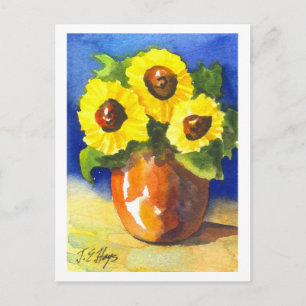 Sonnenblumen in einem Clay Pot Postkarte