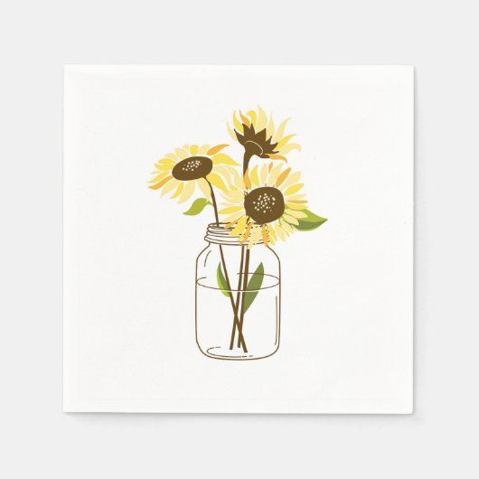 Sonnenblumen in einem Mason Jar Papier Napkins Serviette (Vorderseite)