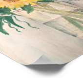 Sonnenblumen in einem Vase Premium Leinwand Poster (Ecke)