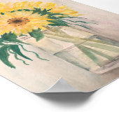 Sonnenblumen in einem Vase Premium Leinwand Poster (Ecke)