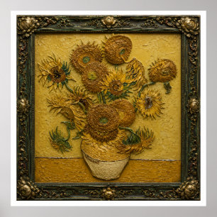Sonnenblumen in einem verzierten Rahmen   Vintage  Poster