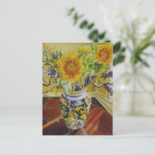 Sonnenblumen in einer italienischen Vase Postkarte (Stehend Vorderseite)