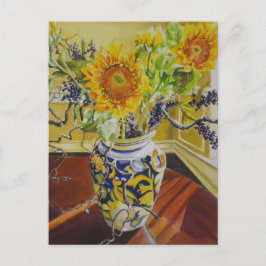 Sonnenblumen in einer italienischen Vase Postkarte