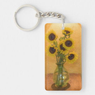 Sonnenblumen in einer Vase auf einem Tisch 2 Schlüsselanhänger