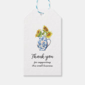Sonnenblumen in einer Vase Dankeschön Geschenkmark Geschenkanhänger (Vorderseite)