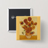 Sonnenblumen in einer Vase (F454) Van Gogh Fine Ar Button (Vorne & Hinten)