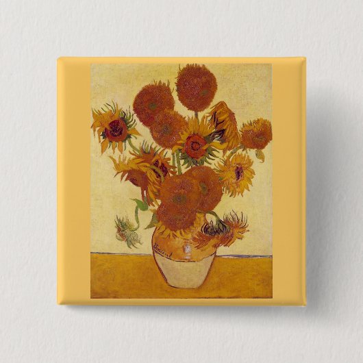 Sonnenblumen in einer Vase (F454) Van Gogh Fine Ar Button (Vorderseite)