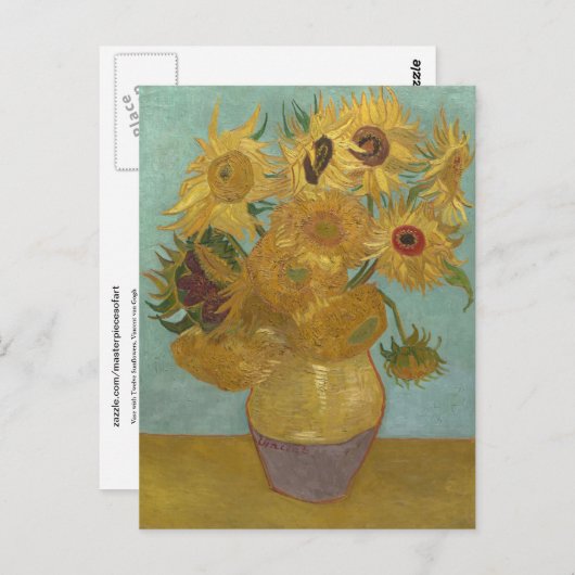 Sonnenblumen in einer Vase (F455) Van Gogh Fine Ar Postkarte (Vorne/Hinten)