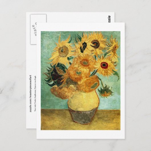 Sonnenblumen in einer Vase (F455) Van Gogh Fine Ar Postkarte (Vorne/Hinten)