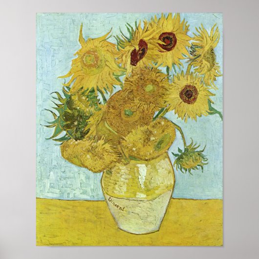 Sonnenblumen in einer Vase (F456) Van Gogh Fine Ar Poster (Vorne)