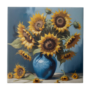 Sonnenblumen in einer Vase Fliese