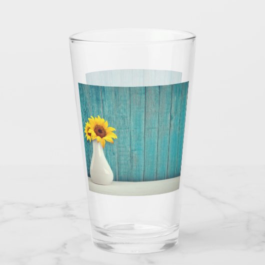 Sonnenblumen in einer Vase Glas (Rückseite)