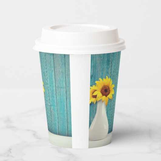 Sonnenblumen in einer Vase Pappbecher (Links)