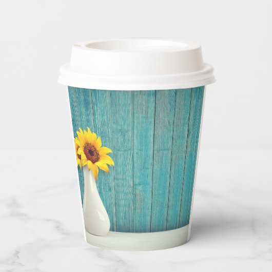 Sonnenblumen in einer Vase Pappbecher (Rückseite)