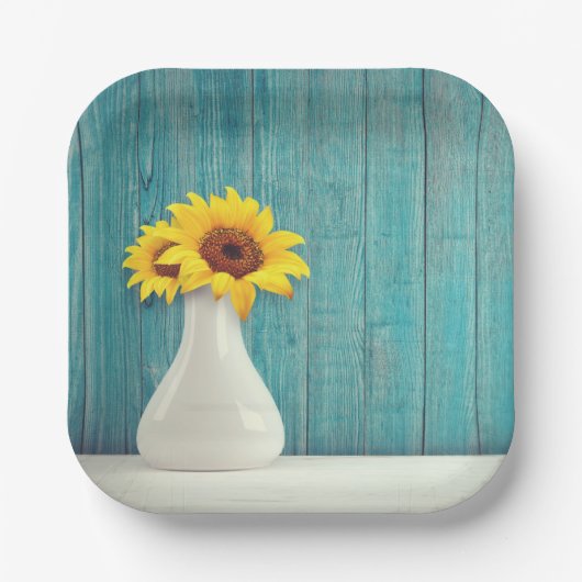 Sonnenblumen in einer Vase Pappteller (Vorderseite)