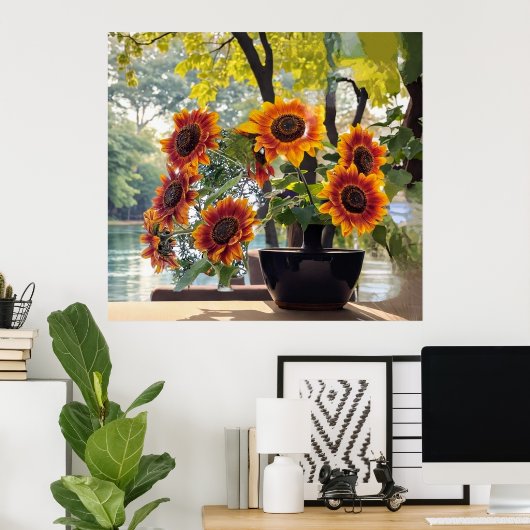 Sonnenblumen in einer Vase Poster (Heimbüro)