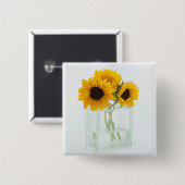 Sonnenblumen in einer Vase-Taste Button (Vorne & Hinten)