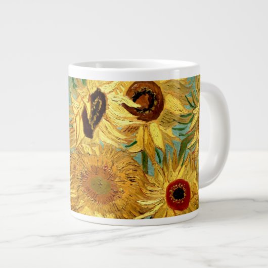 Sonnenblumen in einer Vase Van Gogh Fine Art Jumbo-Tasse (Vorderseite Rechts)