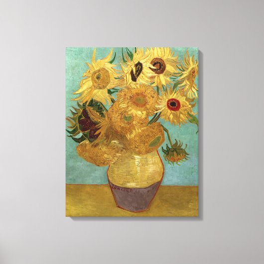 Sonnenblumen in einer Vase Van Gogh Fine Art Leinwanddruck (Vorderseite)
