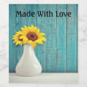 Sonnenblumen in einer Vase Weinetikett (Einzelnes Label)