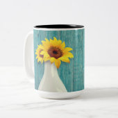 Sonnenblumen in einer Vase Zweifarbige Tasse (Vorderseite Links)