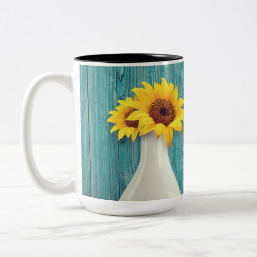 Sonnenblumen in einer Vase Zweifarbige Tasse (Links)