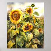 Sonnenblumen in Field Landscape Art Scene #SFS003 Poster (Vorne)