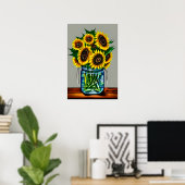 Sonnenblumen in Glass Vase Poster (Heimbüro)