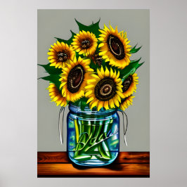 Sonnenblumen in Glass Vase Poster