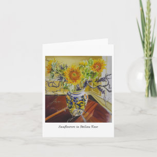 Sonnenblumen in italienischer Vase notecard Karte