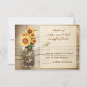 Sonnenblumen in mason jar Jahrgang Hochzeit RSVP K (Vorderseite)