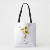 Sonnenblumen in Mason Jar Personalisiert Tasche (Vorderseite)
