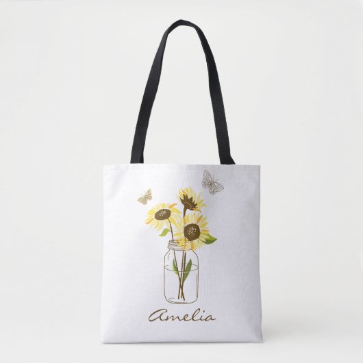 Sonnenblumen in Mason Jar Personalisiert Tasche (Vorderseite)
