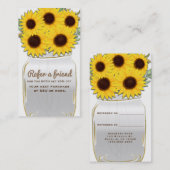 Sonnenblumen in Mason Jar Rustikaler Chic Besichti Empfehlungskarte (Vorne/Hinten)