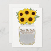 Sonnenblumen in Mason Jar Rustikaler Chic Save the Ankündigungspostkarte (Vorne/Hinten)