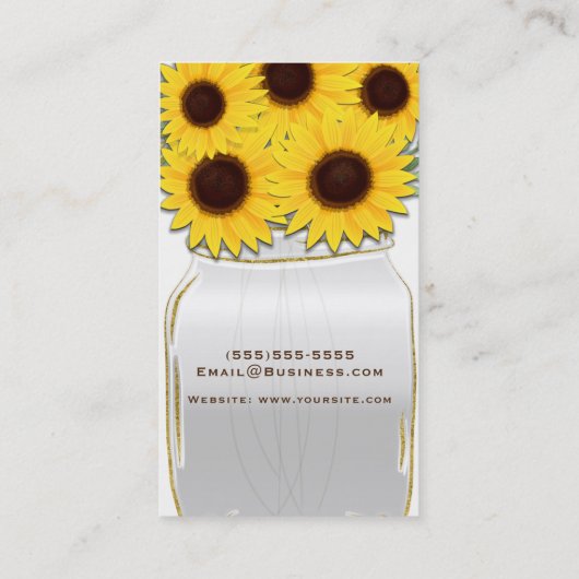Sonnenblumen in Mason Jar Rustikales Land Chic Hel Visitenkarte (Rückseite)
