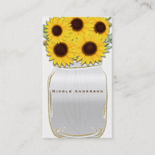 Sonnenblumen in Mason Jar Rustikales Land Chic Hel Visitenkarte