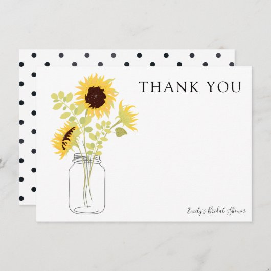 Sonnenblumen in Mason Jar Vielen Dank Einladung (Vorne/Hinten)