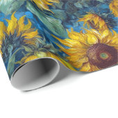 Sonnenblumen in Ölen Geschenkpapier (Rolleneckpunkt)