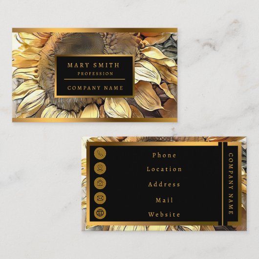 Sonnenblumen in Rahmen Moderne Kunstsammlung Visitenkarte (Vorne/Hinten)